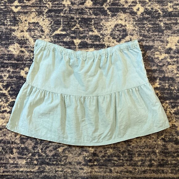 Light Blue Drawstring Cotton Mini Skirt - Size Large - No tags - Picture 7 of 7